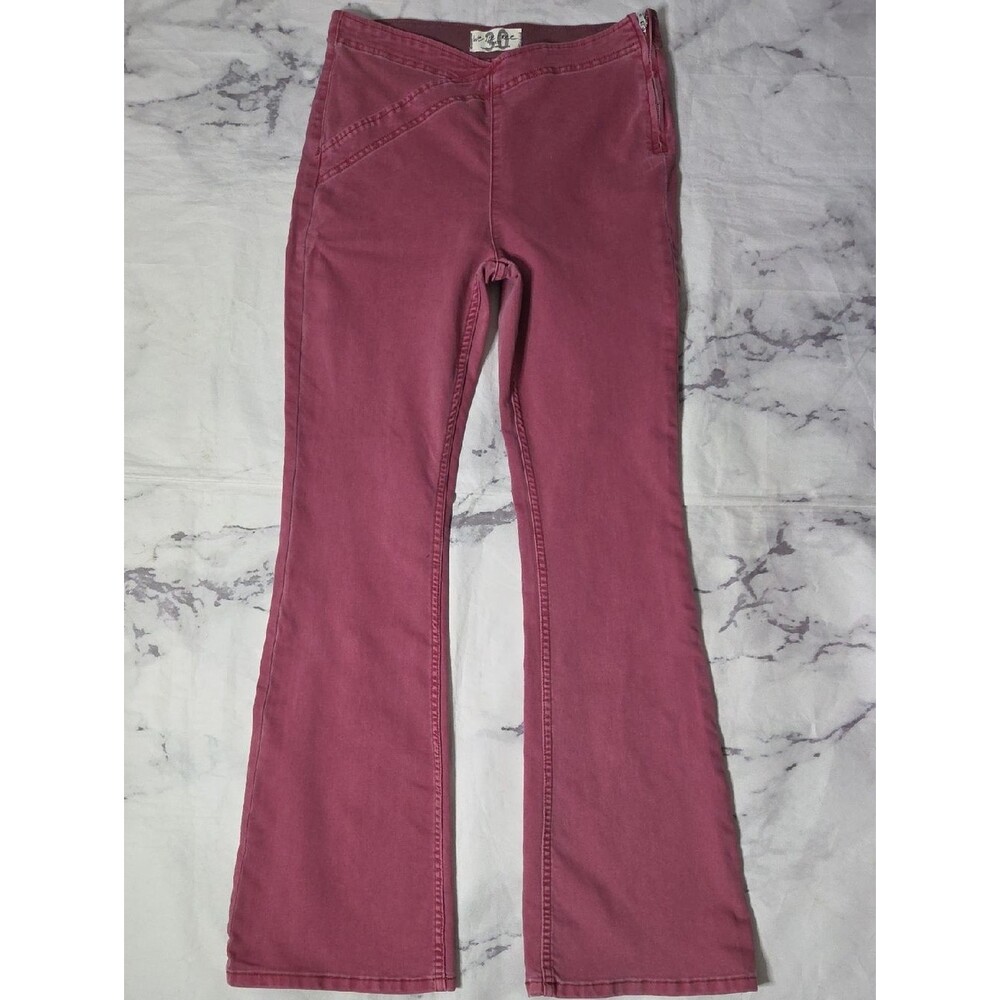 We The Free Free People Juliet Flare Jeans In Mauve Pink Wash